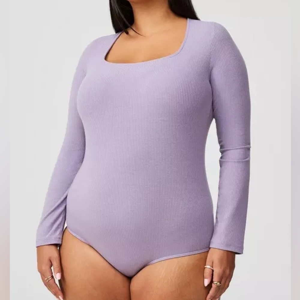 Torrid NWT Solid Lavendar Square Neck Ribbed Bodysuit Size 00 (Large)
